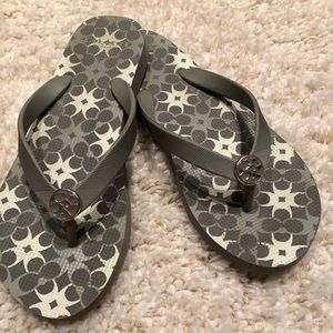 COACH grey flip flops size 8